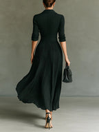 Maéline | Women’s Formal Dress With Fitted Waist And Pleated Maxi Skirt | Elegant