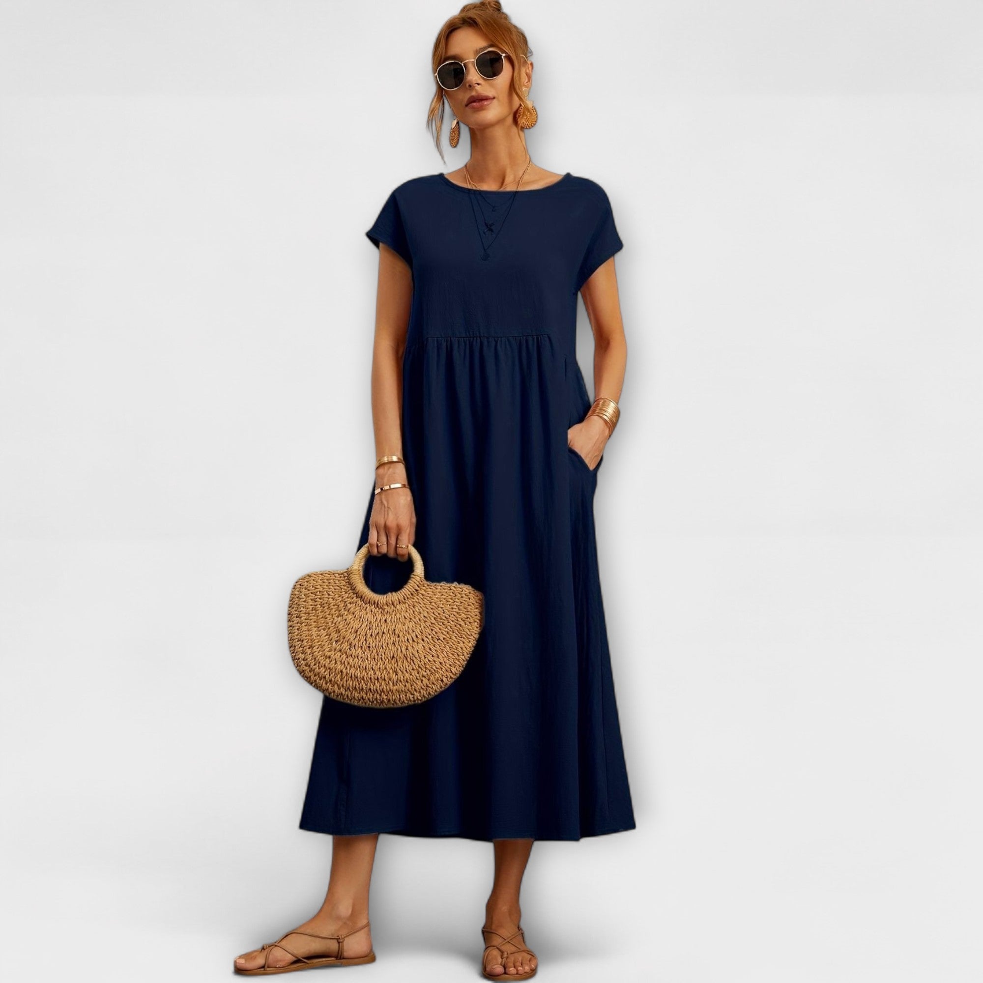 Magnolia | Women’s Day Dress With Short Sleeves And Relaxed Fit | Casual