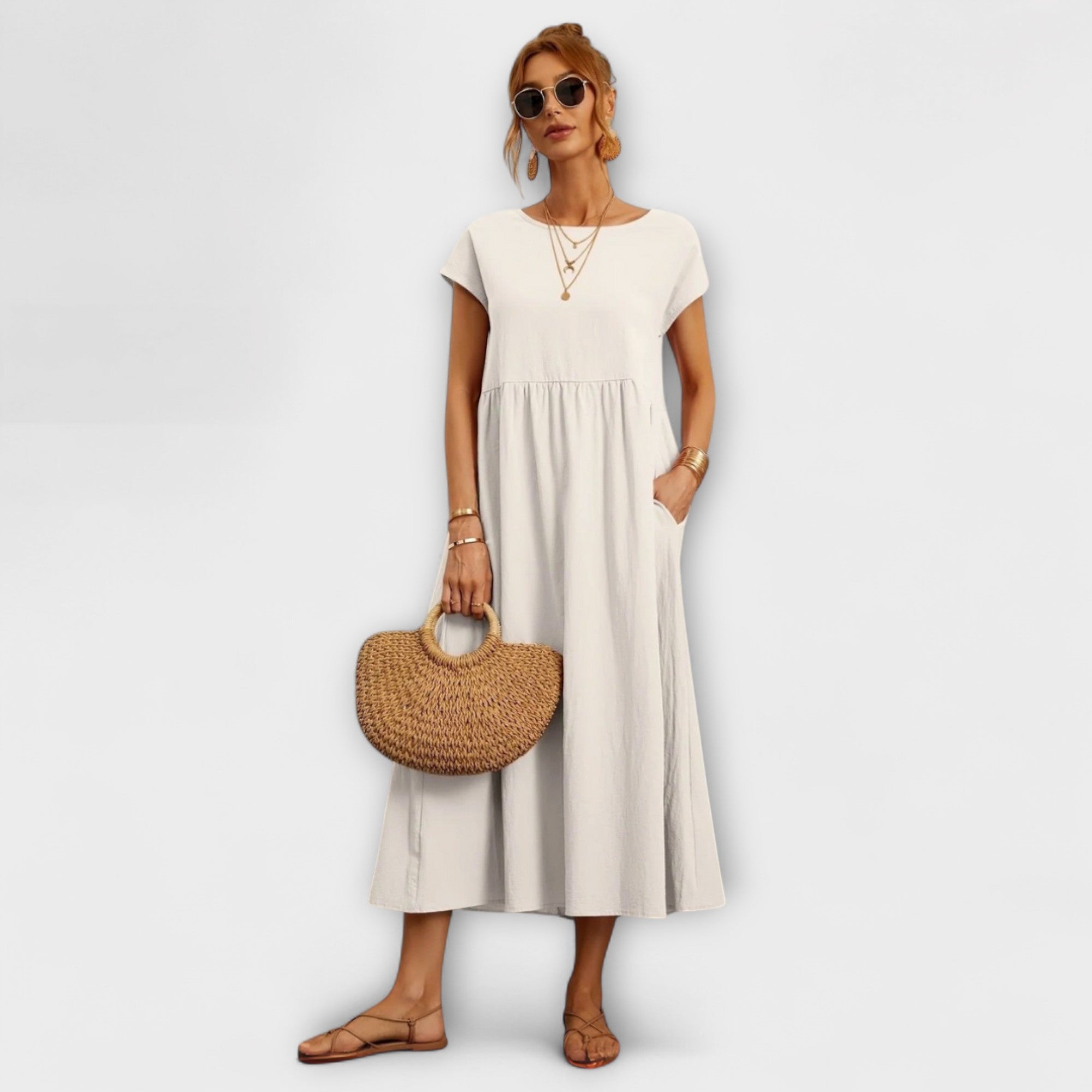 Magnolia | Women’s Day Dress With Short Sleeves And Relaxed Fit | Casual