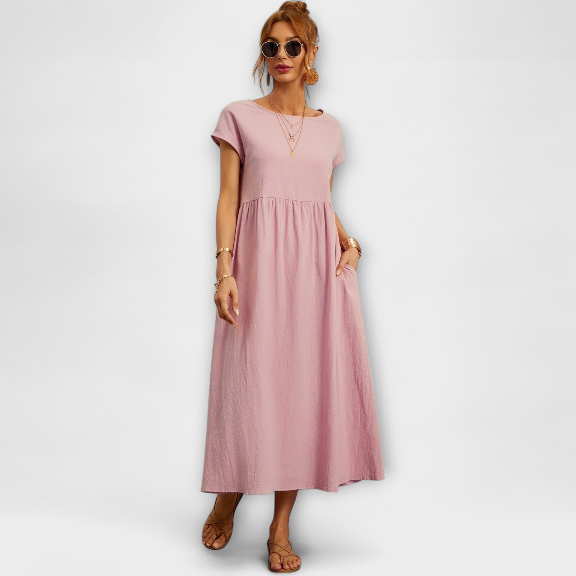 Magnolia | Women’s Day Dress With Short Sleeves And Relaxed Fit | Casual