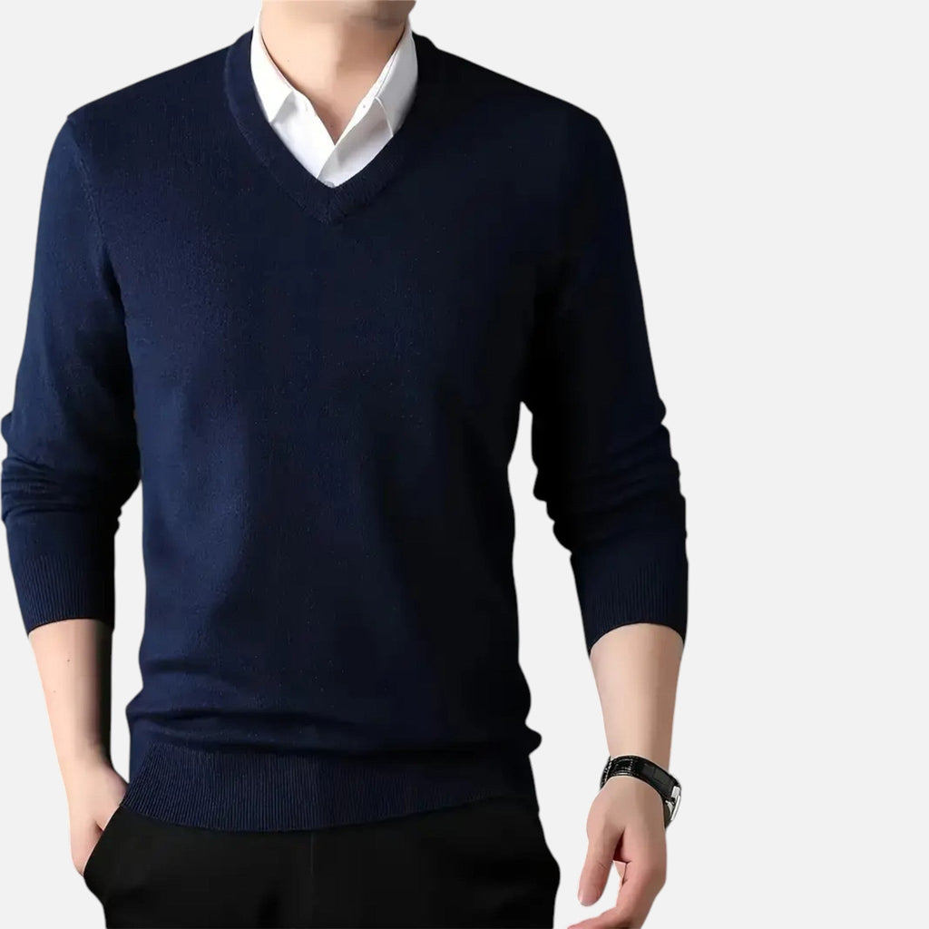 Mason | Men's Knit Cardigan With Long Sleeve And V Neck | Timeless