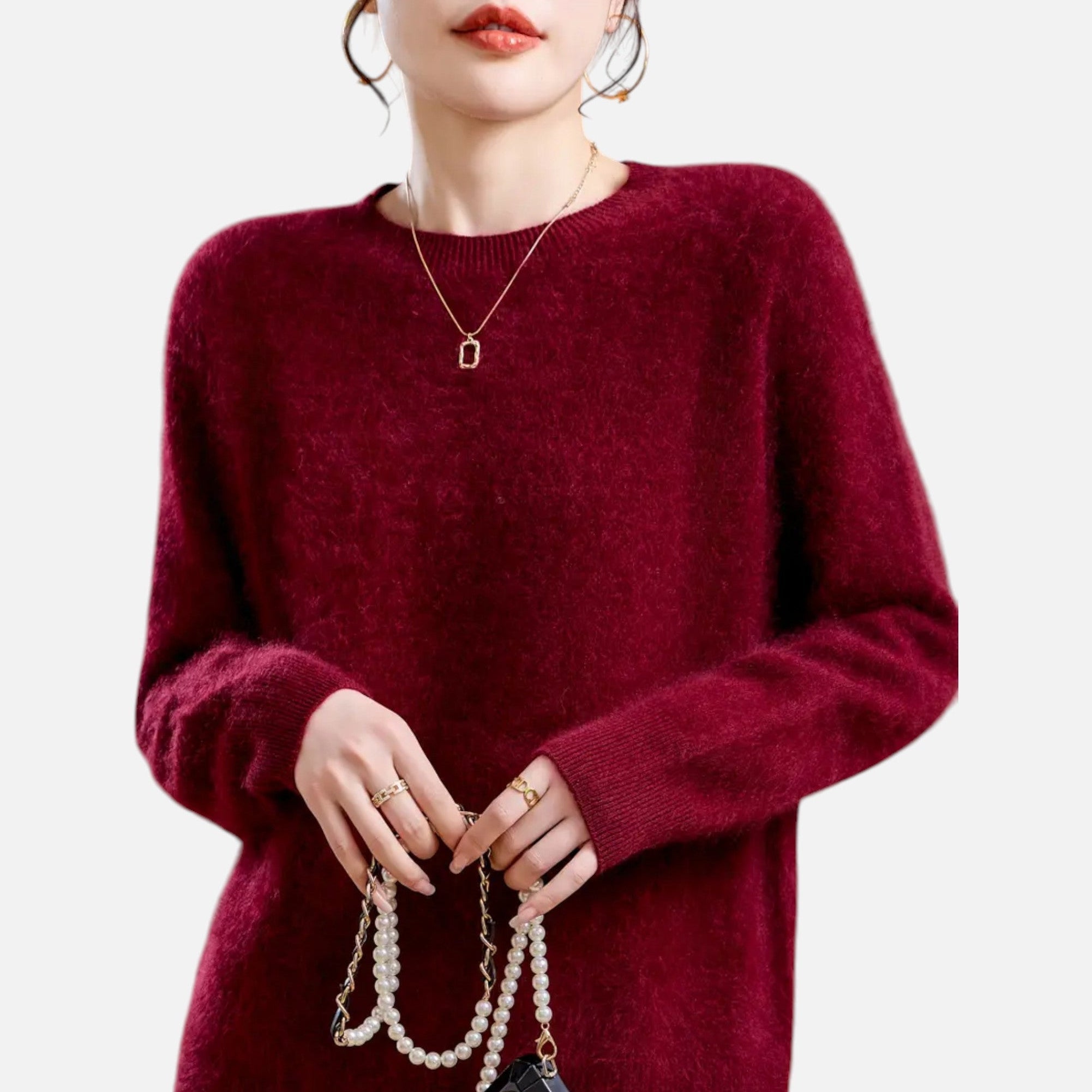 Mirelle | Women's Round-Neck Sweater With Ribbed Cuffs | Minimalist