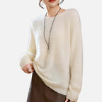 Mirelle | Women's Round-Neck Sweater With Ribbed Cuffs | Minimalist