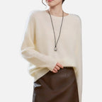 Mirelle | Women's Round-Neck Sweater With Ribbed Cuffs | Minimalist