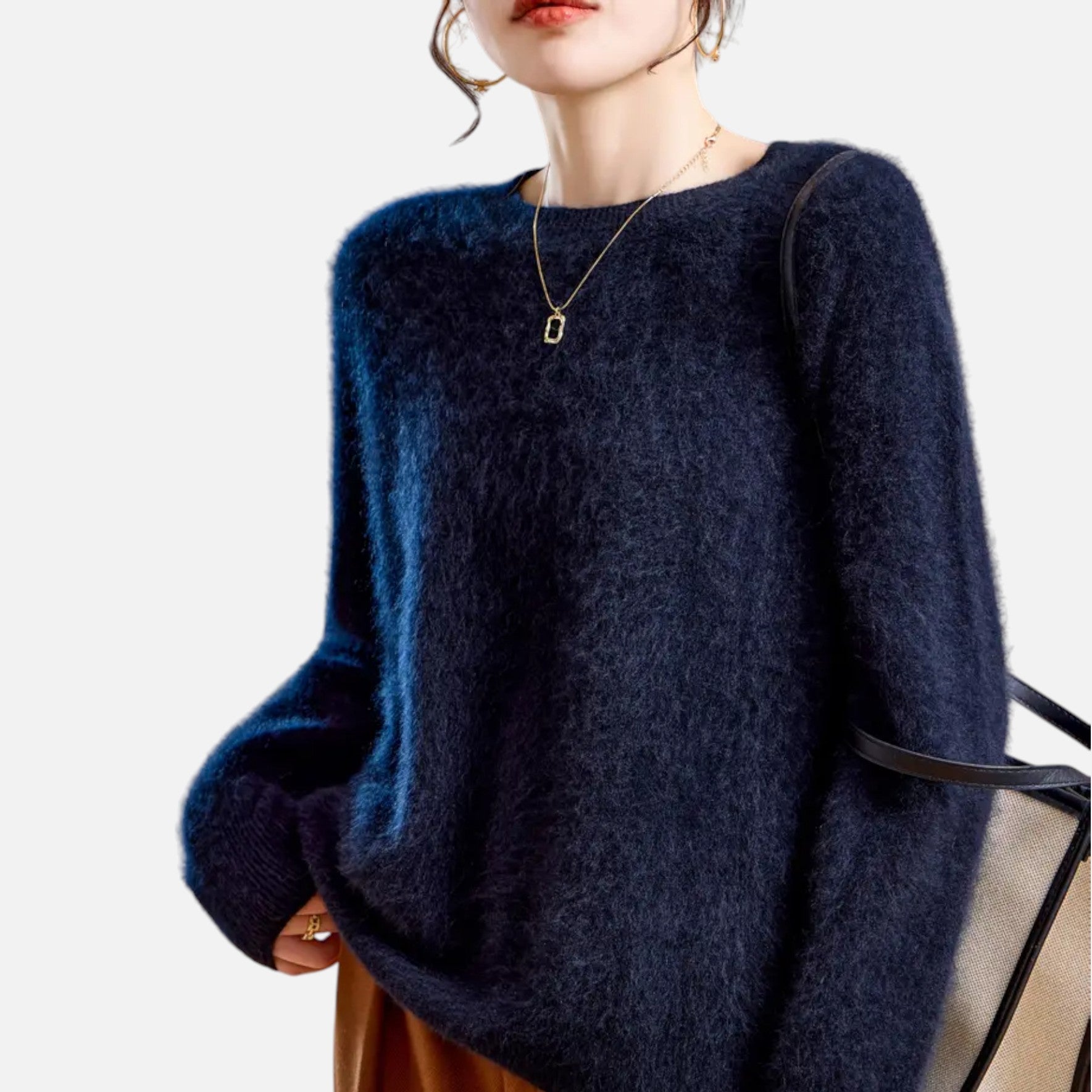 Mirelle | Women's Round-Neck Sweater With Ribbed Cuffs | Minimalist