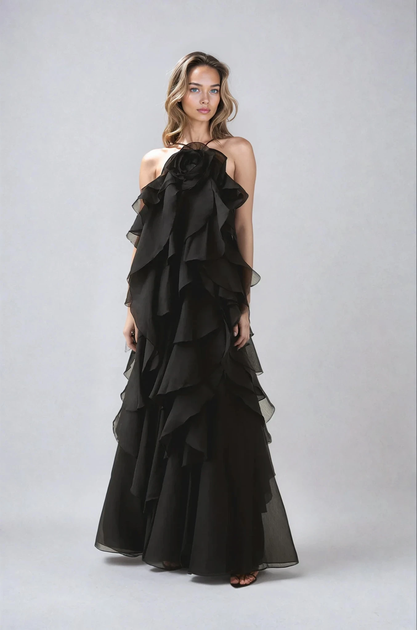 Nephele | Women’s Graduation Dress With Halter Neck And Ruffles | Elegant