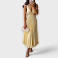 Nora | Women's Day Dress With Pleated Skirt And Sleeveless V-Neck Design | Casual