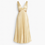 Nora | Women's Day Dress With Pleated Skirt And Sleeveless V-Neck Design | Casual