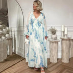 Nora | Women's Floral Dress With Flowing Maxi And Long Sheer Sleeves | Elegant
