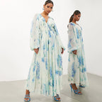 Nora | Women's Floral Dress With Flowing Maxi And Long Sheer Sleeves | Elegant
