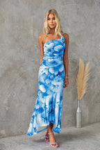 Nyla | Women's Cocktail Dress With Floral Print And One-Shoulder Irregular Hem Design | Elegant