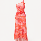 Nyla | Women's Cocktail Dress With Floral Print And One-Shoulder Irregular Hem Design | Elegant