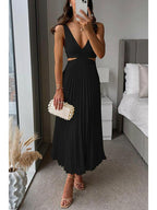 Isabella | Women's Bodycon Dress With V-Neckline And Flowing Pleats
