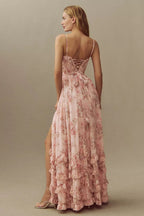 Olivia | Women's Graduation Dress With Sweetheart Neckline And Floral Print | Romantic