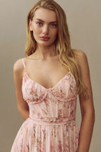 Olivia | Women's Graduation Dress With Sweetheart Neckline And Floral Print | Romantic