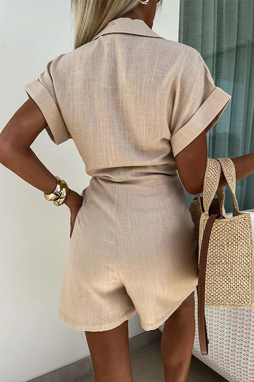 Olivia | Women's V-Neck Romper With Wrap Front And Tie Waist