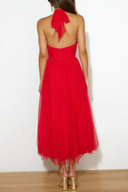 Pearlina | Women's Sparkle Dress With Mesh High Neck And Flared Silhouette | Elegant