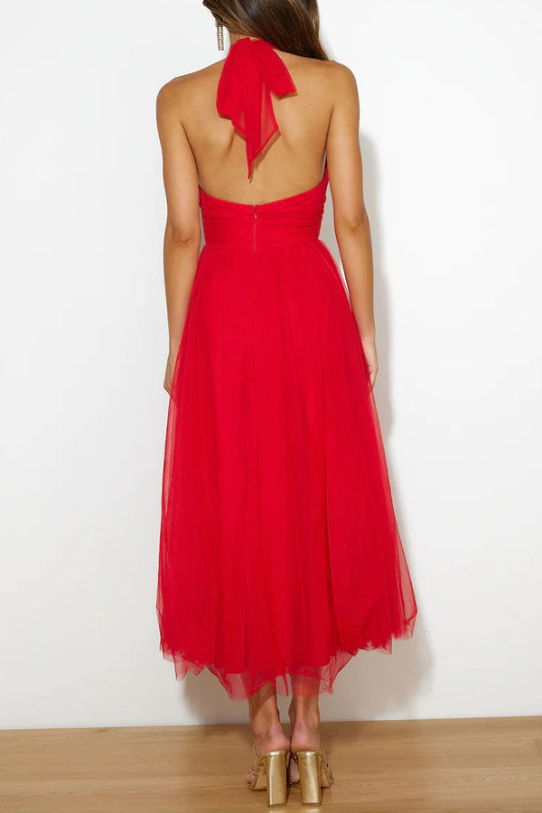 Pearlina | Women's Sparkle Dress With Mesh High Neck And Flared Silhouette | Elegant