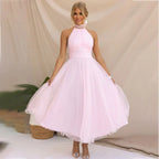 Pearlina | Women's Sparkle Dress With Mesh High Neck And Flared Silhouette | Elegant