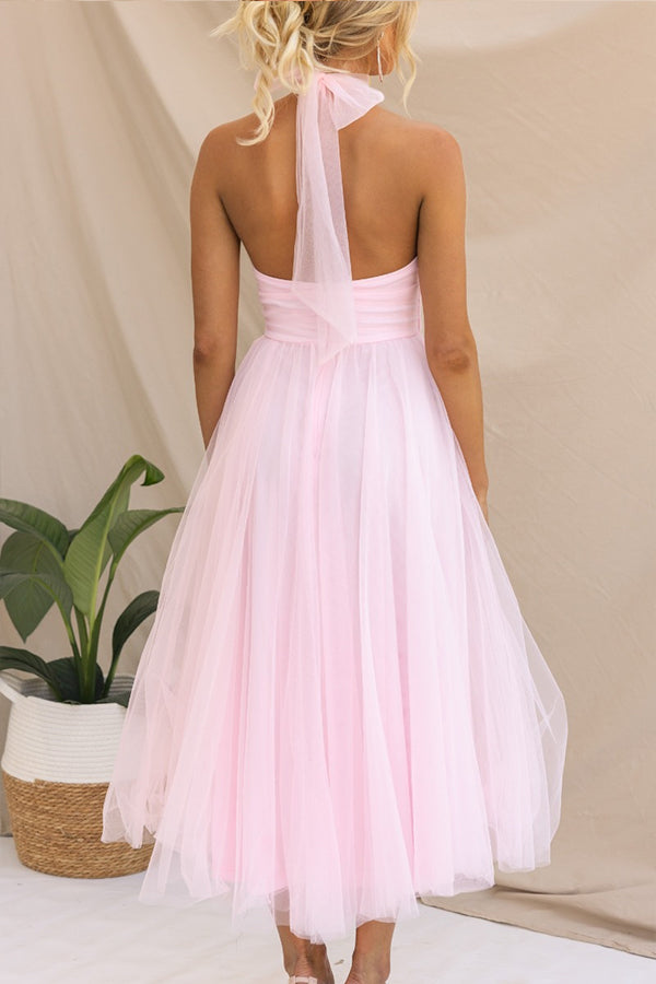 Pearlina | Women's Sparkle Dress With Mesh High Neck And Flared Silhouette | Elegant
