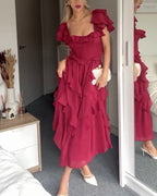 Quinlan | Women's Floral Dress With High Waist And Ruffle Layered Skirt | Elegant
