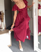 Quinlan | Women's Floral Dress With High Waist And Ruffle Layered Skirt | Elegant
