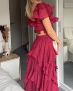Quinlan | Women's Floral Dress With High Waist And Ruffle Layered Skirt | Elegant