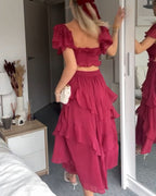 Quinlan | Women's Floral Dress With High Waist And Ruffle Layered Skirt | Elegant