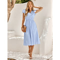 Rubí | Women’s Graduation Dress With Puff Sleeves And Button-Front Midi Fit | Elegant