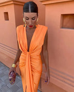 Selena | Women's Cocktail Dress With Draped Design And Elegant Midi Silhouette | Party