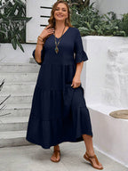 Serena | Women’s Formal Dress With Tiered Flow And Ruffle Sleeves | Elegant