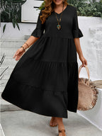 Serena | Women’s Formal Dress With Tiered Flow And Ruffle Sleeves | Elegant