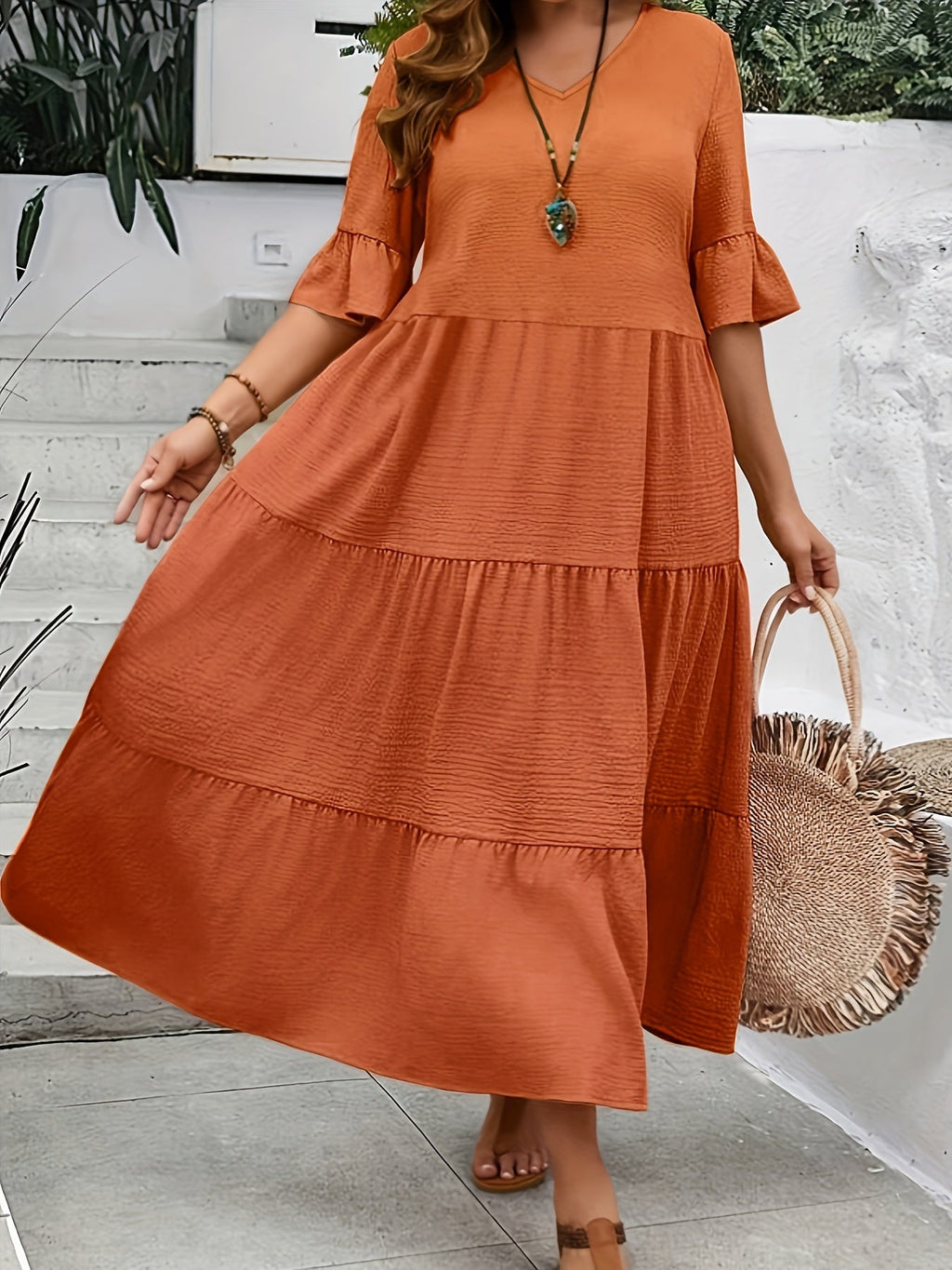 Serena | Women’s Formal Dress With Tiered Flow And Ruffle Sleeves | Elegant