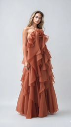 Noelle | Women's Summer Dress With Strapless Neckline And Layered Ruffles | Elegant