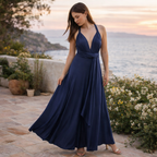 Signe | Women’s Graduation Dress With Plunge Neck And Wrap Tie Design | Elegant