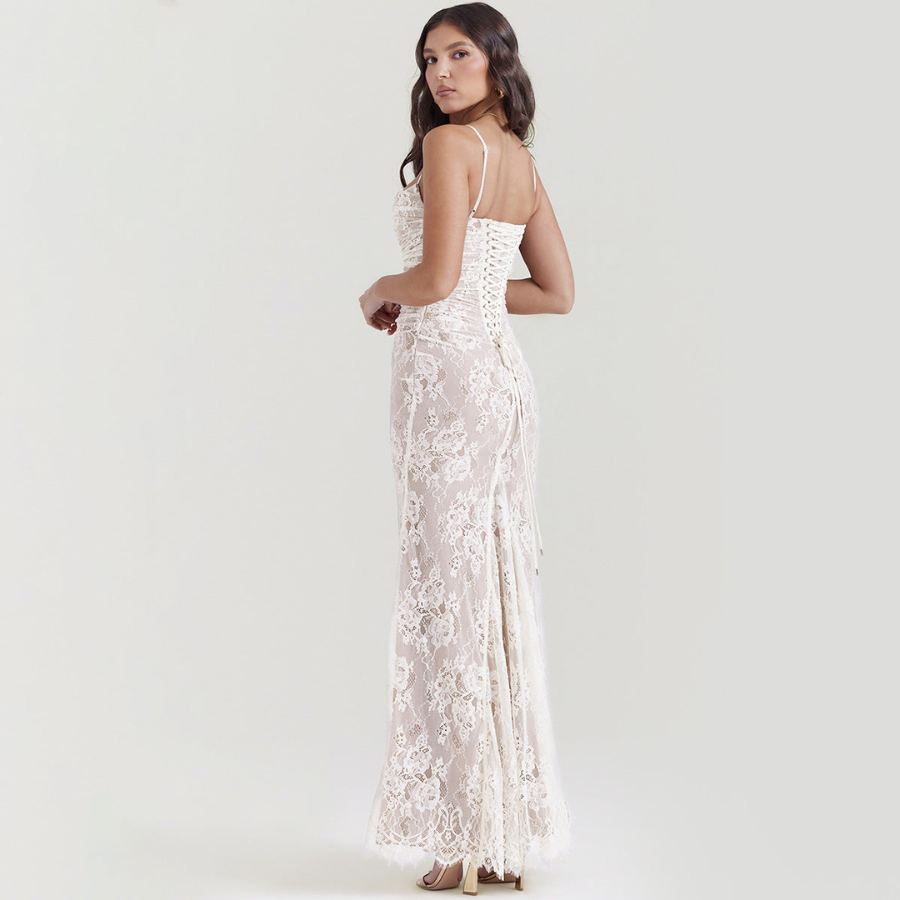 Stella | Women’s Graduation Dress With Lace Detail And Long Sleeves | Elegant