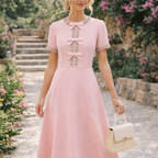 Sybil | Women's Sparkle Dress With Rhinestone Details And Bow Accents | Luxury