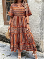 Sylpha | Women's Day Dress With Ethnic Print Design And Flowing Tiered Skirt | Casual