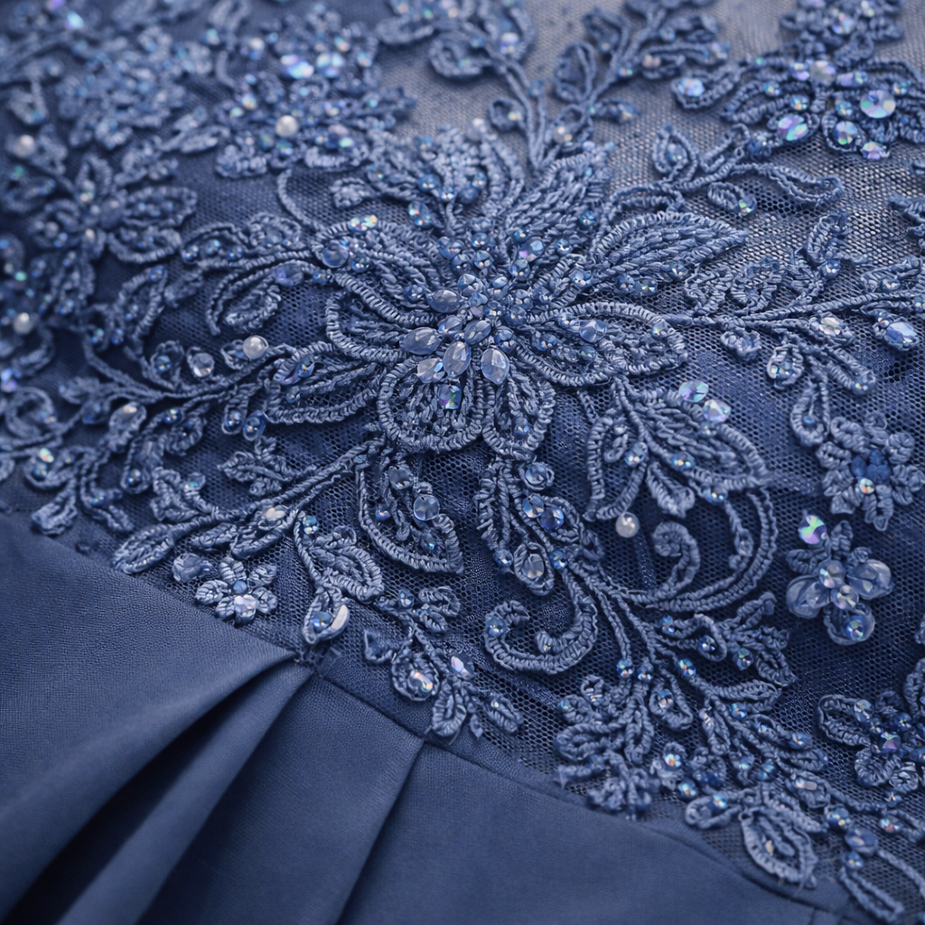 Sylvana | Women's Floral Dress With Lace Embroidered Bodice And Tea Length Skirt | Elegant