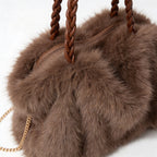 Valentina | Women’s Tote Bag With Soft Plush Finish And Braided Top Handle | Luxe