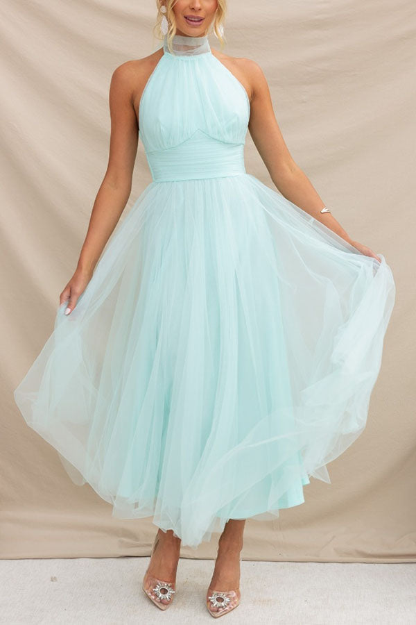 Valeria | Women's Sparkle Dress With Halter Neck And Layered Tulle Skirt | Elegant