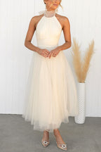 Valeria | Women's Sparkle Dress With Halter Neck And Layered Tulle Skirt | Elegant
