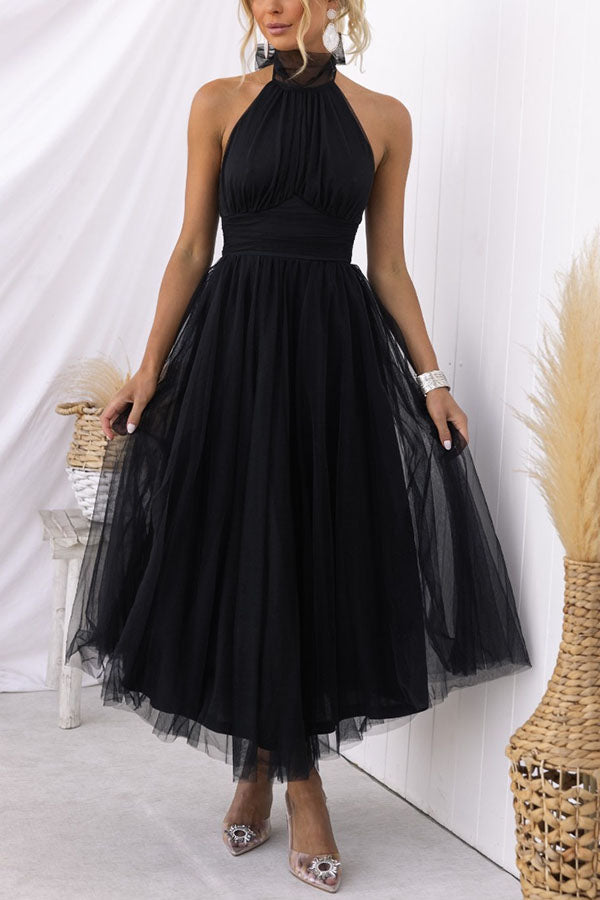 Valeria | Women's Sparkle Dress With Halter Neck And Layered Tulle Skirt | Elegant