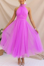 Valeria | Women's Sparkle Dress With Halter Neck And Layered Tulle Skirt | Elegant
