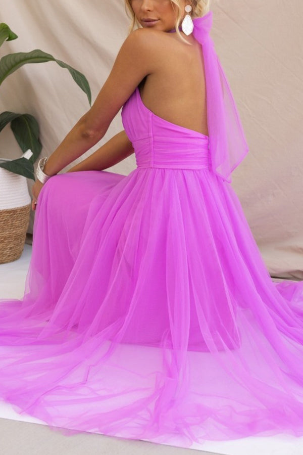 Valeria | Women's Sparkle Dress With Halter Neck And Layered Tulle Skirt | Elegant
