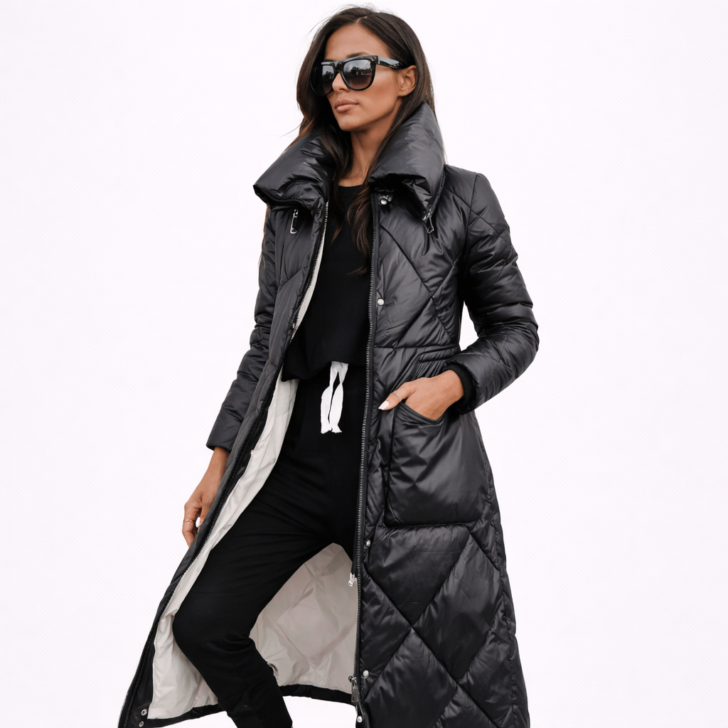 Victoria | Women Long Jacket With Warm Quilted Fabric And Hooded Design | Winter Style